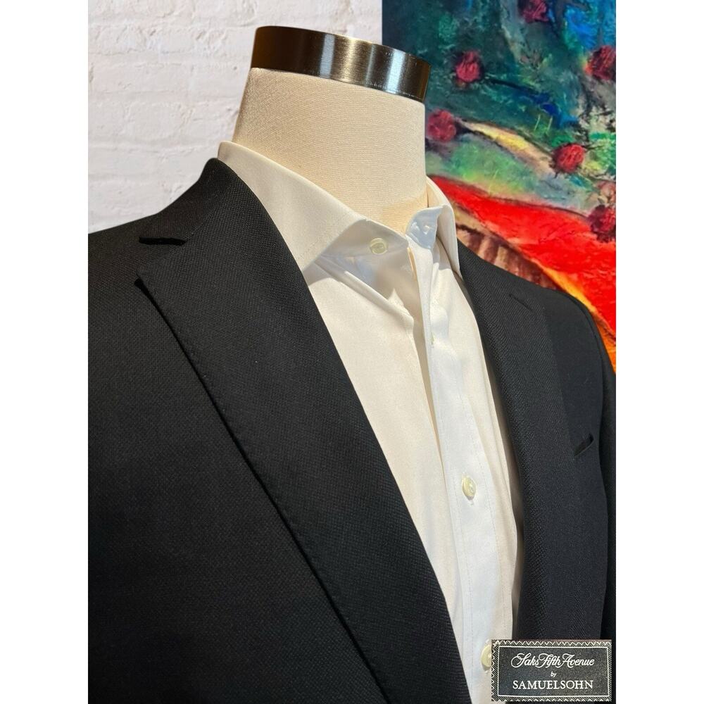 New Samuelsohn Blazer 40R Black Textured S130s Sport Jacket NWT $998 - Picture 8 of 16